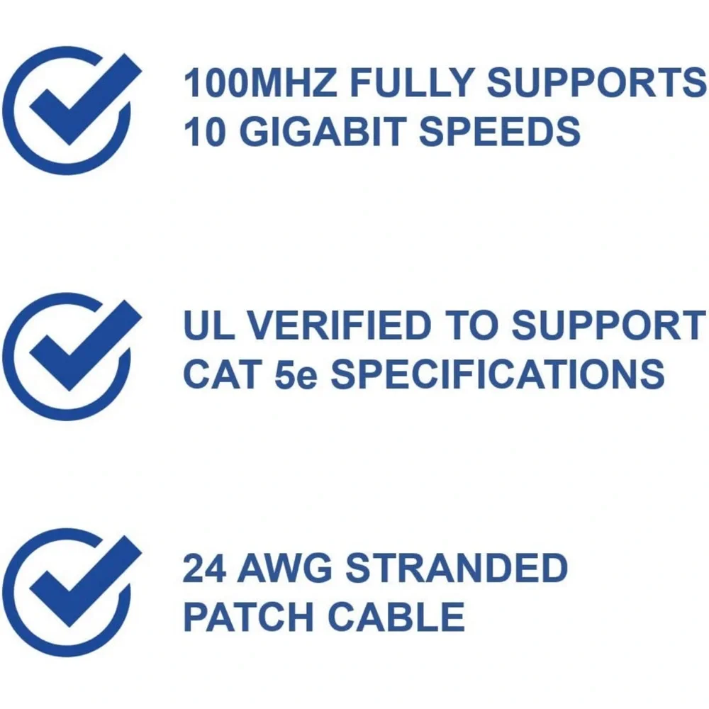 On-Q CAT 5e Patch Cable, 10Gbps Ethernet Speed, Computer Networking Cord 50-foot